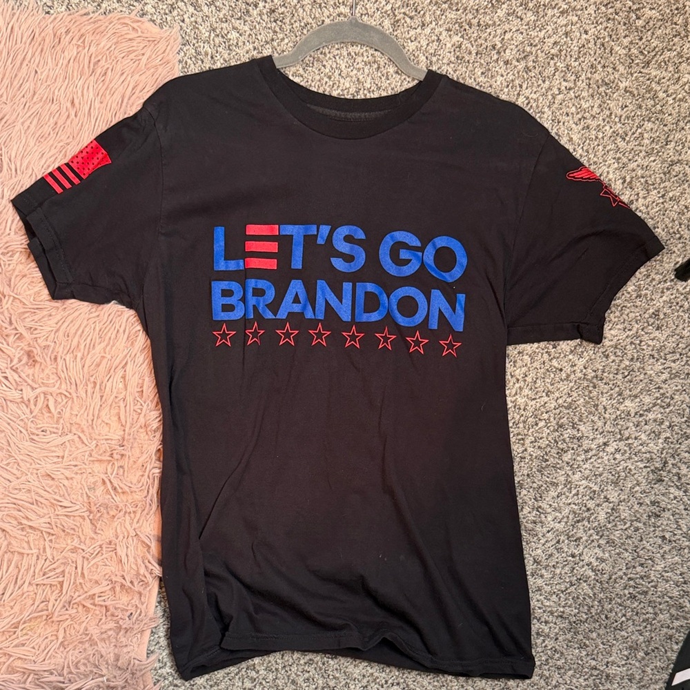 Men's Black Graphic Tee with Blue and Red Accents